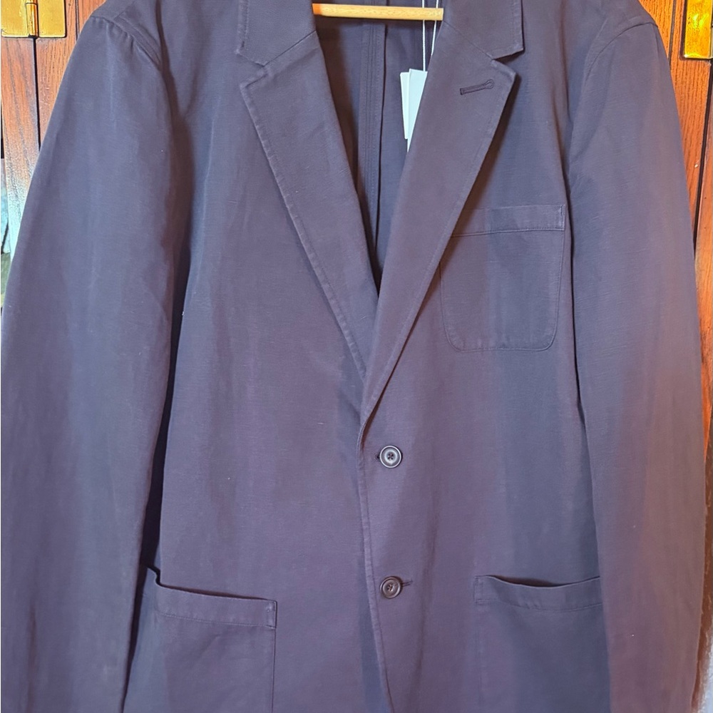 Vince NWT $395 men’s navy blue unlined sports coat Sz XL cotton/linen